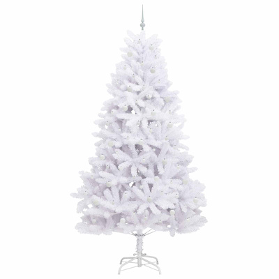 Sztuczna choinka z zawiasami z podstawą Biały 270 cm PVC i stal