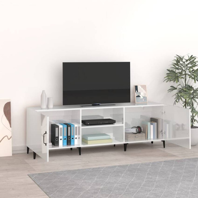 vidaXL Szafka pod TV, wysoki połysk, biała, 150x30x50 cm