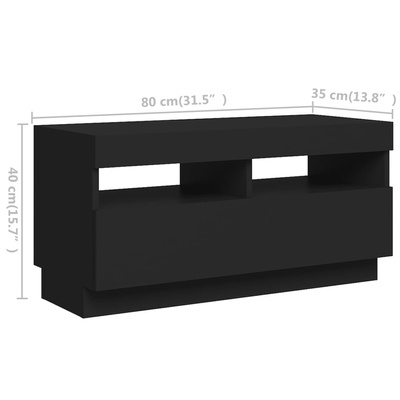 Szafka pod TV z oświetleniem LED, czarna, 180x35x40 cm
