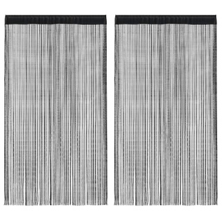 Zasłony sznurkowe, 2 sztuki, 140 x 250 cm, czarne