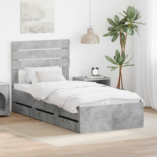 Ramka łóżka Betonowy szary 90 x 190 cm Drewno inżynieryjne