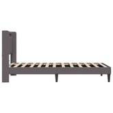 Ramka łóżka z paskami LED Szary 100 x 200 cm Ekoskóra