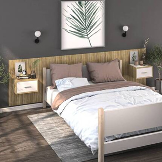 vidaXL Wiszące szafki nocne, 2 szt., biel i dąb sonoma