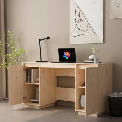 vidaXL Biurko, 140x50x75 cm, lite drewno sosnowe