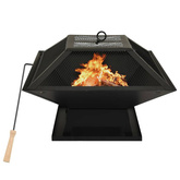 vidaXL Palenisko i grill 2-w-1, z pogrzebaczem, 46,5x46,5x37 cm, stal