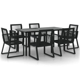 7-częściowy zestaw mebli ogrodowych, czarny, rattan PVC