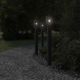Lampy ogrodowe na słupku, 3 szt., czarne, 110 cm, stal