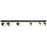 6-krotna punktowa oprawa sufitowa typu spot OVO 6 Black Gold, listwa, IP20, 6xGU10, czarna, pierścień złoty EDO777245 EDO Solutions