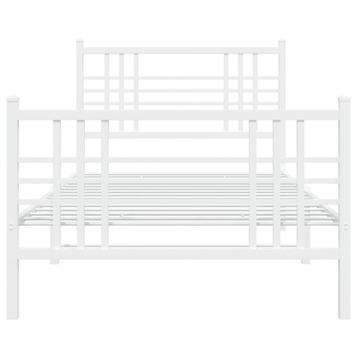 Metalowa rama łóżka z wezgłowiem i zanóżkiem, biała, 90x200 cm