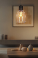 MOLDO lampa wisząca czarny 1x40W E27 klosz bursztynowy  31-35073