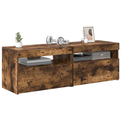 Szafki pod TV z LED, 2 szt., przydymiony dąb, 60x35x40 cm