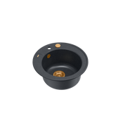 MORGAN 210 GraniteQ zlewozmywak black diamond z syfonem Push To Open kol. miedziany okrągły 1-komorowy b/o + zaczepy 3 szt