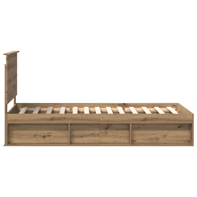 Ramka łóżka Dąb rzemieślniczy 75 x 190 cm Lite drewno sosnowe