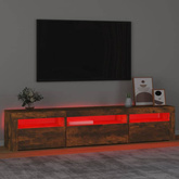 vidaXL Szafka pod TV z oświetleniem LED, przydymiony dąb, 195x35x40 cm