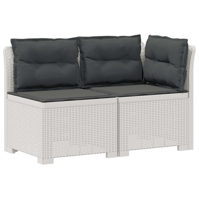 Sofa Ogrodowa 2-osobowa z Poduszkami w Wyglądzie Rattanowym
