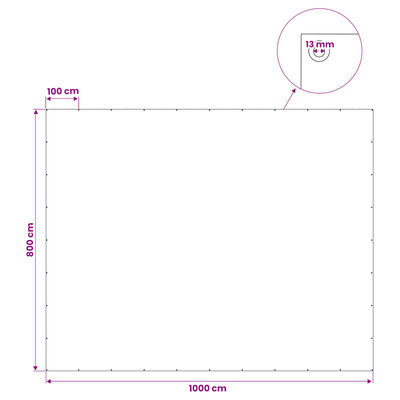 Plandeka z oczkami Szary antracytowy 8 x 10 m 180 gsm PE