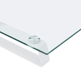 Podstawka pod monitor, biała, 100x20x8 cm, szkło i metal
