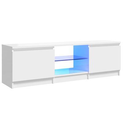 vidaXL Szafka pod TV z oświetleniem LED, biała, połysk, 120x30x35,5 cm