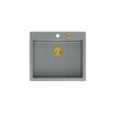 MORGAN 110 GraniteQ zlewozmywak silver stone z syfonem Push To Open kol. złoty 1-komorowy b/o + zaczepy 4 szt