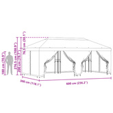 Altana z bokami 6 x 3 m brązowy Poliester i Stal 190