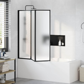 Parawan prysznicowy Czarny 132 x 2 x 140 cm Aluminium i PP