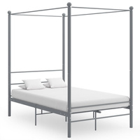 vidaXL Rama łóżka z baldachimem, szara, metalowa, 120 x 200 cm model standard