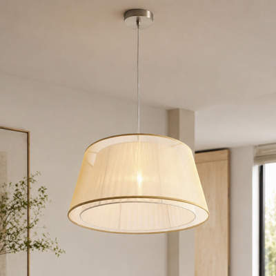 Lampa wisząca z abażurem Charlie złota klasyczna do salonu E27