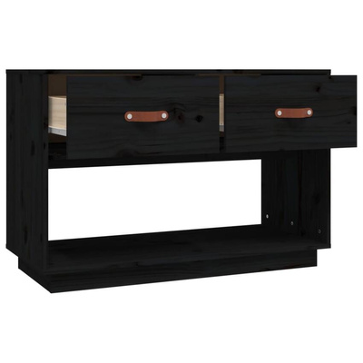 vidaXL Szafka pod TV, czarna, 90x40x60 cm, lite drewno sosnowe