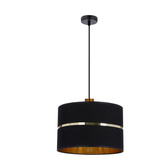 Lampa wisząca z abażurem Assam czarna ze złotym pasem nowoczesna do salonu