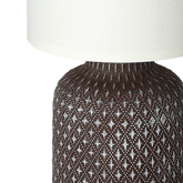 Lampka nocna Iner brązowa ceramiczna z abażurem klasyczna