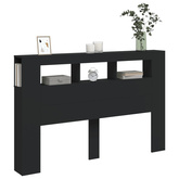 Wezgłowie łóżka z LED, czarne, 160x18,5x103,5 cm