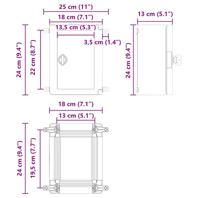 Szafka sterownicza Szary 25 x 13 x 24 cm Plastik ABS