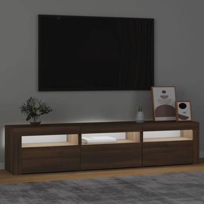 vidaXL Szafka pod TV z oświetleniem LED, brązowy dąb, 180x35x40 cm