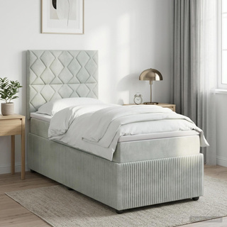 Łóżko z box spring LED z materacem jasnoszary 100 x 200 cm