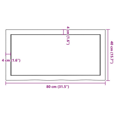 Półka, brązowa, 80x40x(2-4) cm, lakierowane lite drewno dębowe