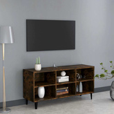Szafka TV, metalowe nóżki, przydymiony dąb, 103,5x30x50 cm