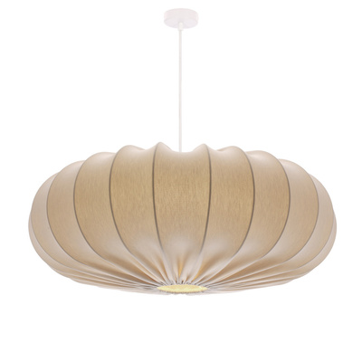 Lampa wisząca CAFEE' skandynawska z abażurem beżowym frappe 66 cm - nowoczesne oświetlenie sufitowe do salonu i jadalni E27