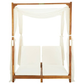 vidaXL Podwójny leżak z zasłonami i poduszkami, lite drewno akacjowe