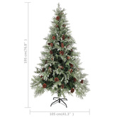 vidaXL Choinka z szyszkami, zielono-biała, 195 cm, PVC i PE