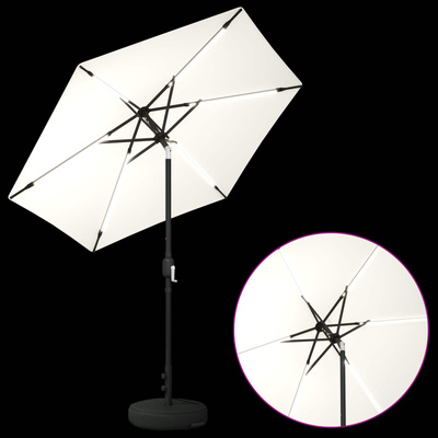 Parasol ogrodowy z oświetleniem LED i podstawą 230 x 230 cm