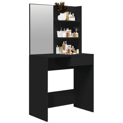 vidaXL Toaletka z lustrem, czarna, 74,5x40x141 cm
