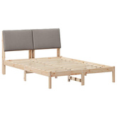 Rama łóżka Brązowy i taupe 150 x 200 cm Lite drewno sosnowe