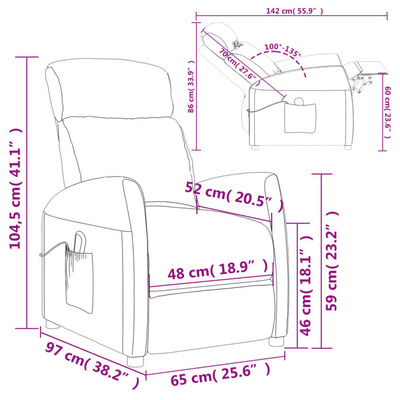 vidaXL Fotel masujący, jasnoszary, obity tkaniną model standard