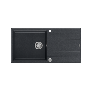 EVAN 146 XL GraniteQ zlewozmywak z syfonem Push 2 Open 1-komorowy z/o (1000x500x210; kom. 420x480) black diamond / elementy stalowe