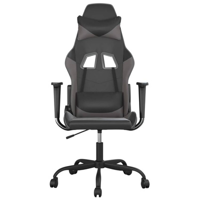 vidaXL Fotel gamingowy, czarno-szary, sztuczna skóra