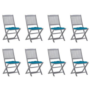 vidaXL Składane krzesła ogrodowe z poduszkami, 8 szt., drewno akacjowe