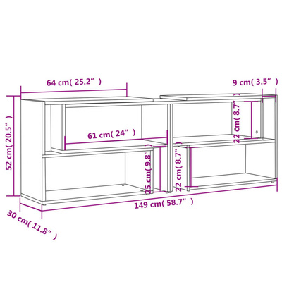 vidaXL Szafka pod TV, dąb sonoma 149x30x52 cm, materiał drewnopochodny