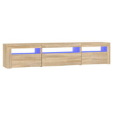 vidaXL Szafka pod TV z oświetleniem LED, dąb sonoma, 195x35x40 cm