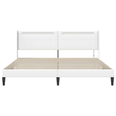 Ramka łóżka z paskami LED Biały 180 x 200 cm Ekoskóra