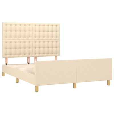 vidaXL Rama łóżka z zagłówkiem, kremowa, 140x190 cm, obita tkaniną model standard